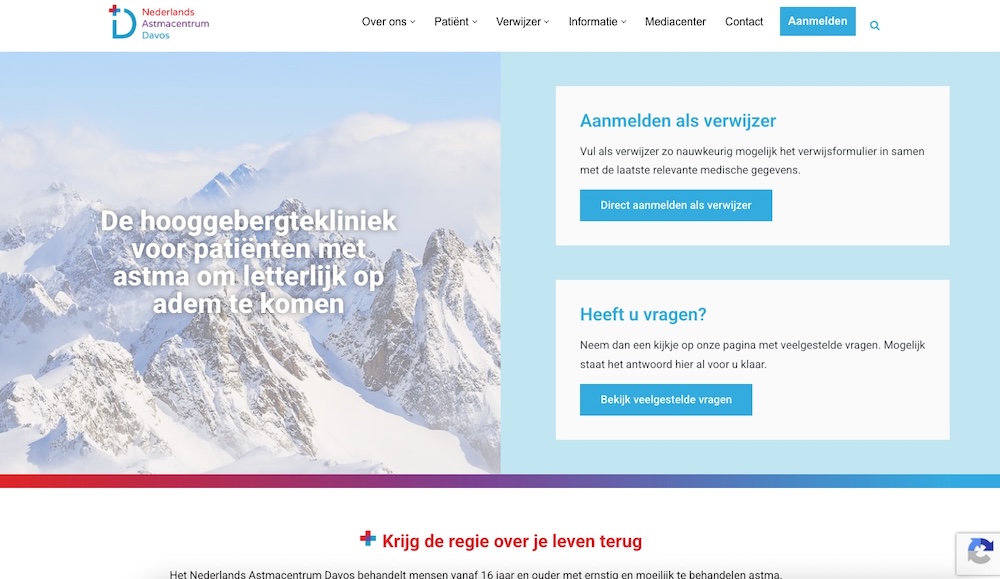 Nederlands Astmacentrum Davos website | 2xCeed sales, marketing & IT